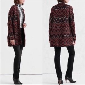 Lucky Brand Boho Western Wool Blend Ikat Cardigan